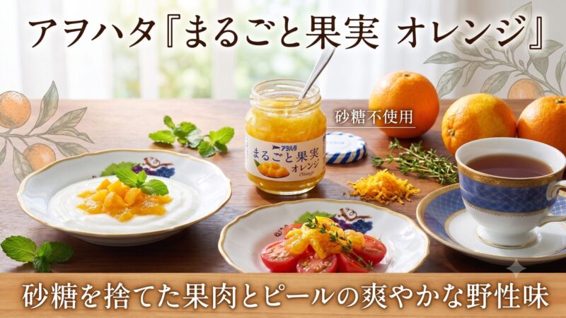 アヲハタ『まるごと果実 オレンジ』。砂糖を捨てた果肉とピールの爽やかな野性味 