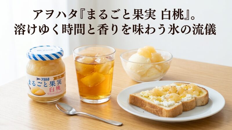 アヲハタ『まるごと果実 白桃』。溶けゆく時間と香りを味わう氷の流儀 